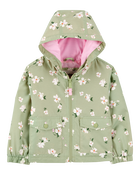 Toddler Floral Print Windbreaker Jacket - Olive, image 1 of 3 slides