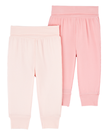 Baby 2-Pack PurelySoft Pull-On Pants - Pink, 