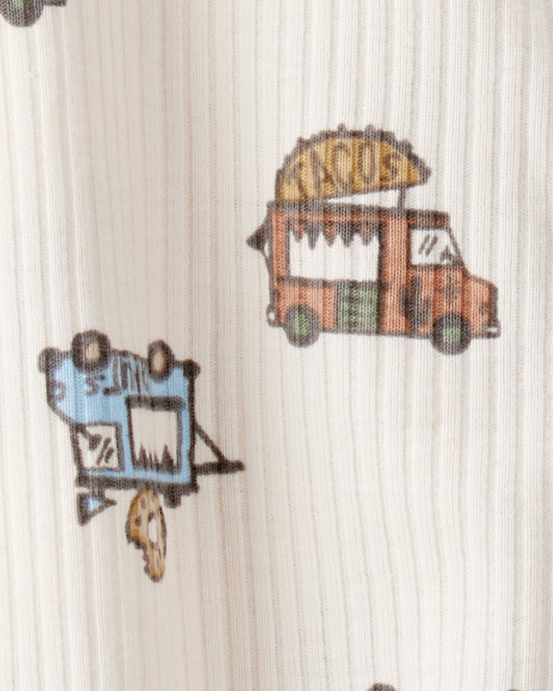 Baby Boy Truck Print Cotton Long-Sleeve Sleep & Play - Ivory, image 3 of 4 slides