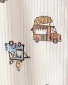 Baby Boy Truck Print Cotton Long-Sleeve Sleep & Play - Ivory, image 3 of 4 slides