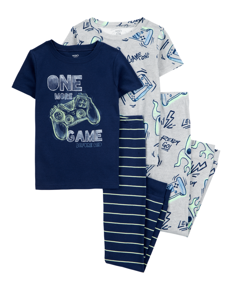 Kid 4-Piece Gamer Cotton Pajamas, image 1 of 4 slides