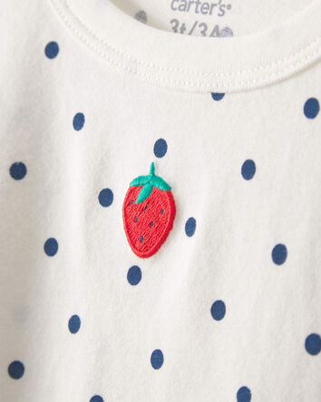 Toddler Girl Strawberry Polka Dot Top - White, 