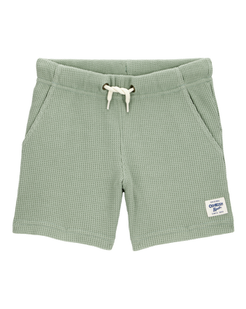 Toddler Waffle Knit Drawstring Shorts - Green, 