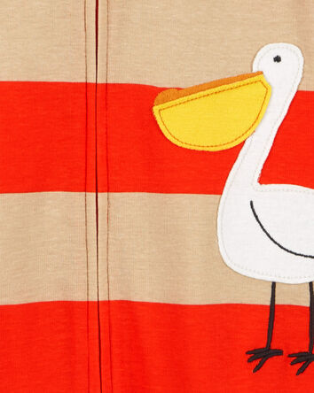 Toddler 1-Piece Pelican Striped 100% Snug Fit Cotton Romper Pajamas, 