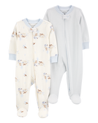 Baby 2-Pack 2-Way Zip Sleep & Play Pajamas, image 1 of 5 slides