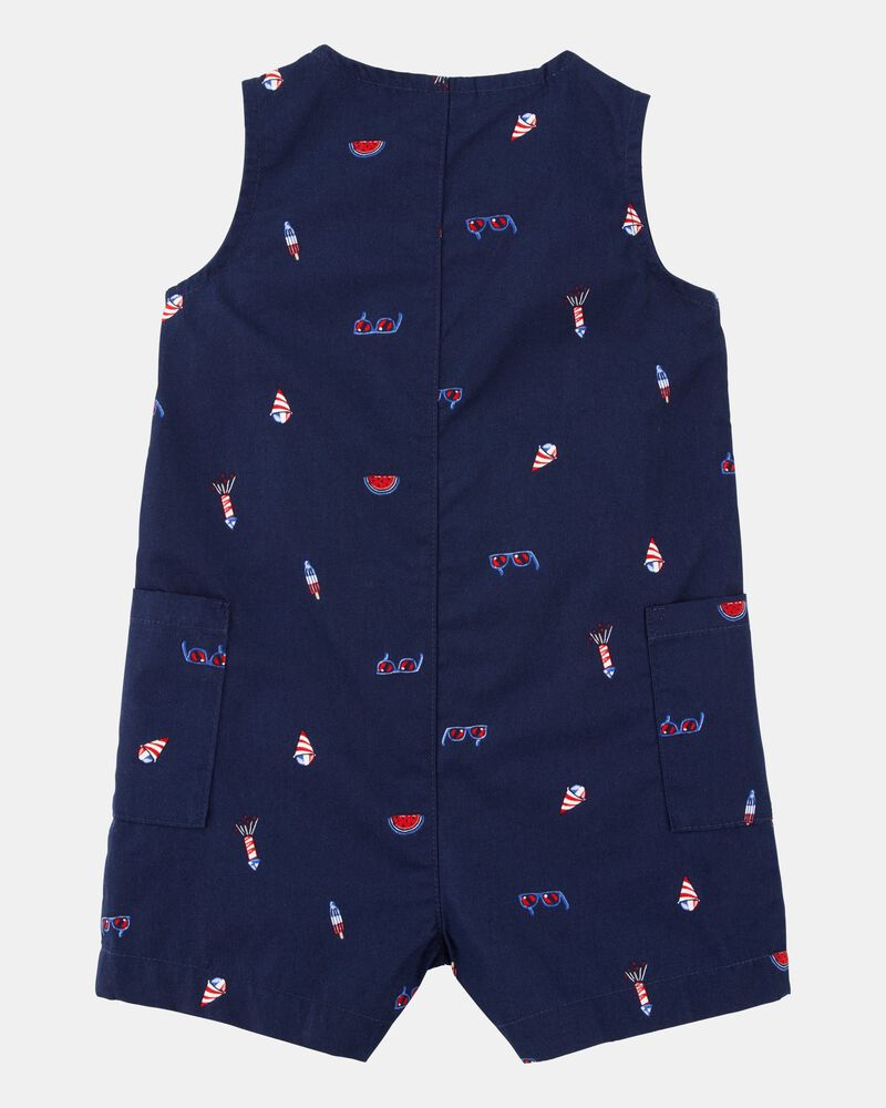 Baby 4th Of July Button-Down Romper, image 2 of 4 slides