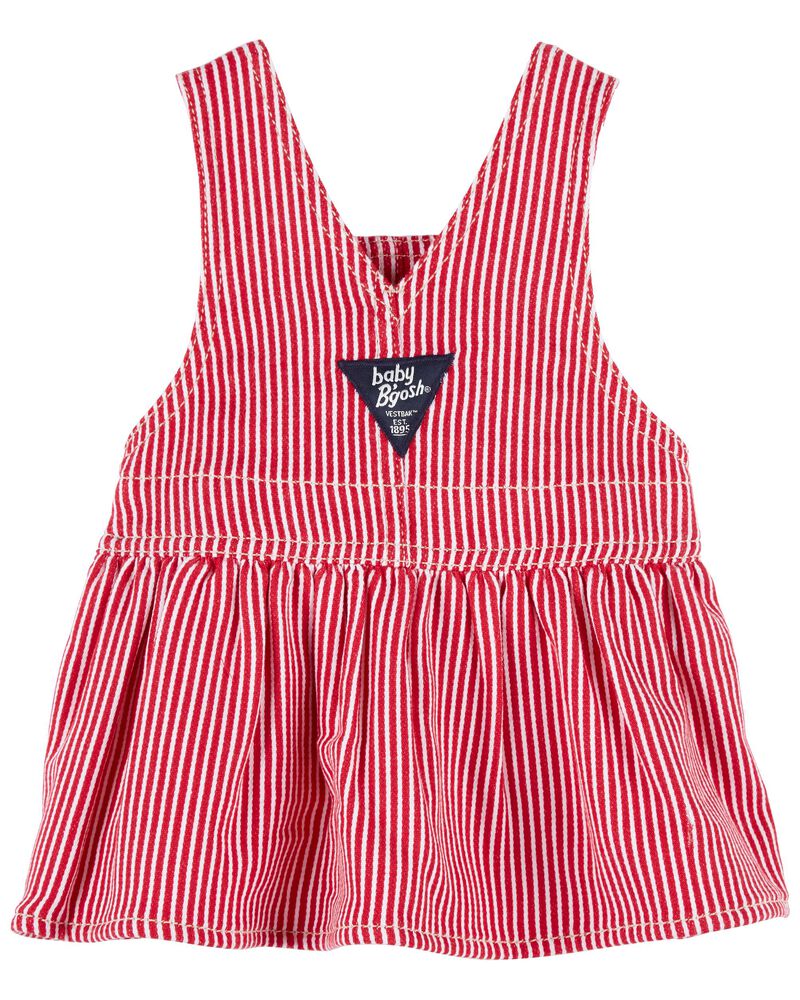 Baby Hickory Stripe Twill Jumper Dress, image 2 of 3 slides
