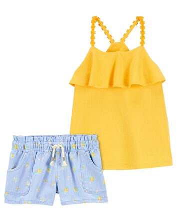 Baby 2-Piece Strap Tank & Paperbag Twill Shorts Set
, 