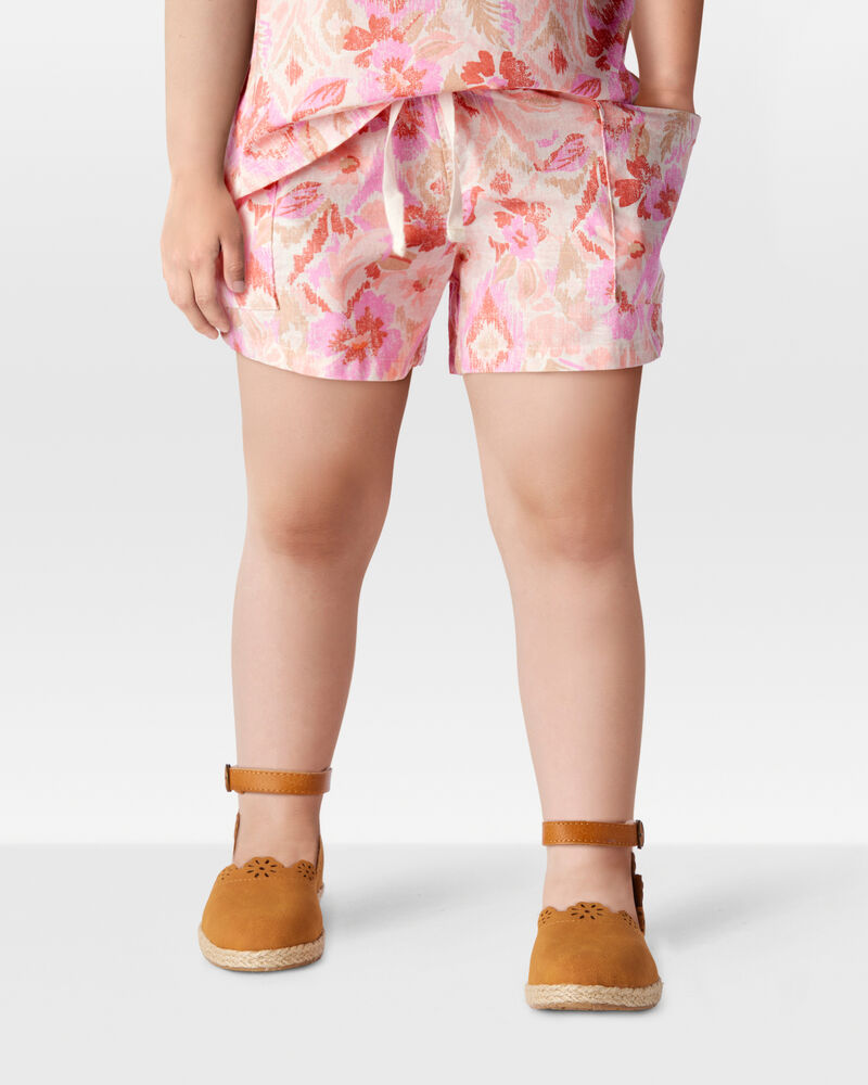 Toddler Floral Print Drawstring Shorts - Pink, image 2 of 7 slides