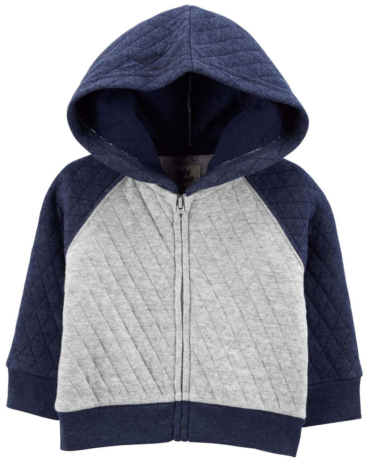 Navy, Gray Baby Quilted ZipUp Jacket