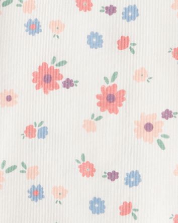 Toddler Girl Floral Cotton Ruffle Long-Sleeve Top - White, 