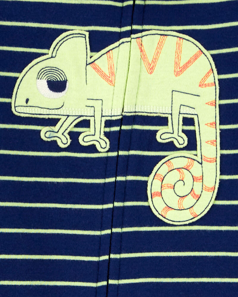 Toddler 1-Piece Chameleon 100% Snug Fit Cotton Footie Pajamas, image 2 of 2 slides