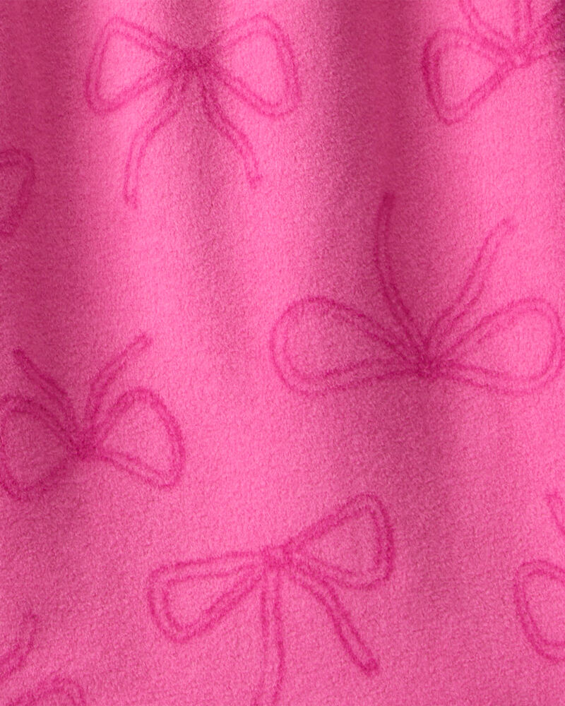 Girls Bow Print Fleece Long-Sleeve Loose Fit Night Gown - Pink, image 2 of 3 slides