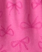 Girls Bow Print Fleece Long-Sleeve Loose Fit Night Gown - Pink, image 2 of 3 slides