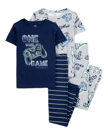 Kid 4-Piece Gamer Cotton Pajamas, 
