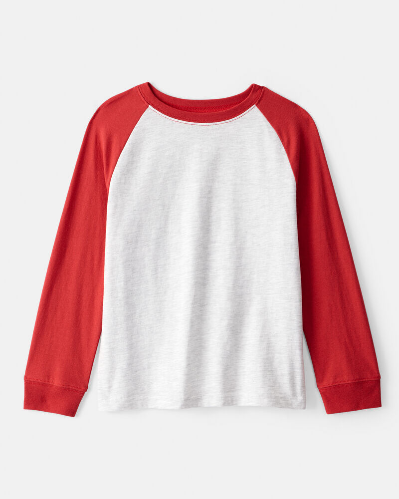 Boys Long-Sleeve Raglan Tee - White/Red, image 1 of 3 slides