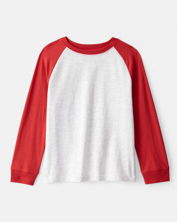 Boys Long-Sleeve Raglan Tee - White/Red, 