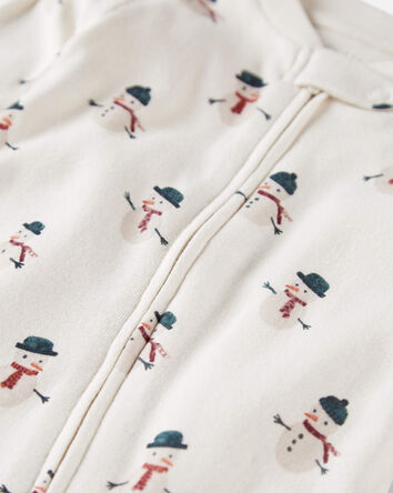 Baby Organic Cotton Sleep & Play Pajamas in Snowman Print, 
