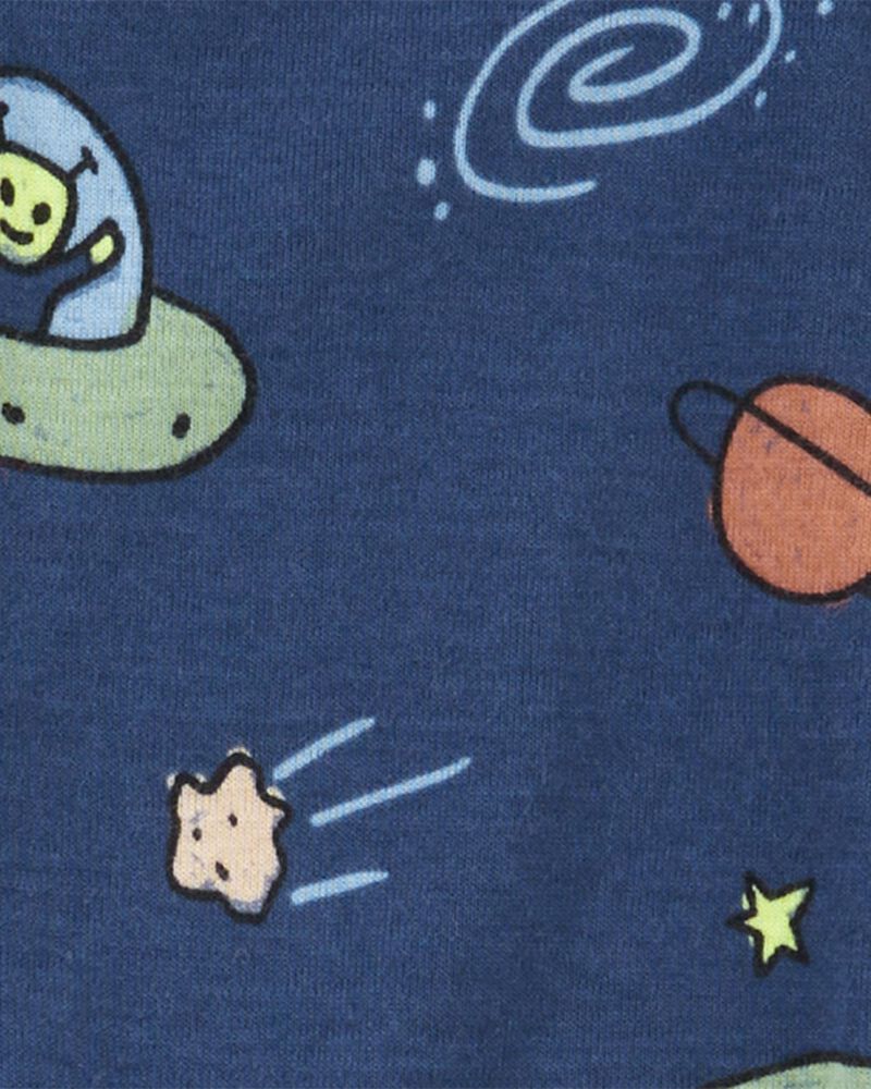 Baby Boy 1-Piece Space Print 100% Snug Fit Cotton Footie Pajamas, image 2 of 4 slides