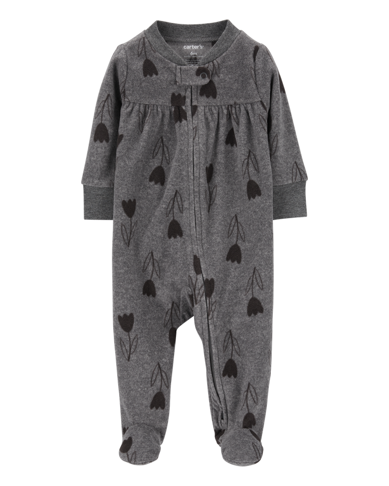 Baby Heart 2-Way Zip Fleece Footie Sleep & Play Pajamas, image 1 of 4 slides