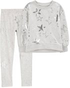 Kid 2-Piece Star Sweatshirt & Fleece Leggings Set, image 1 of 8 slides
