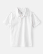 Kid Pique Uniform Polo Shirt - White, image 4 of 5 slides