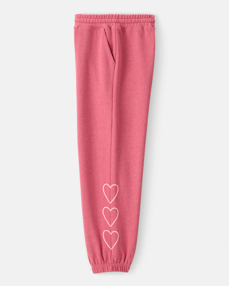 Girls Heart French Terry Joggers - Pink, image 2 of 5 slides