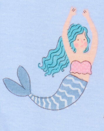 Baby Mermaid Print Snug Fit Cotton 4-Piece Pajamas, 