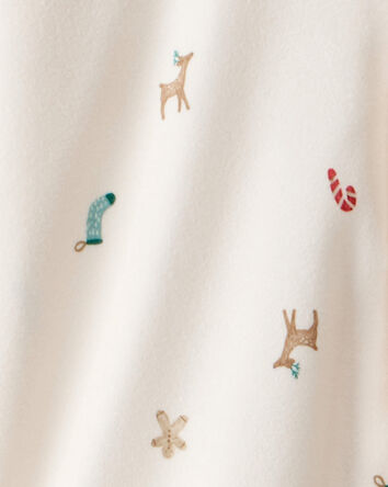 Kid Mini Christmas Long-Sleeve Loose Fit 2-Piece Pajamas - White, 