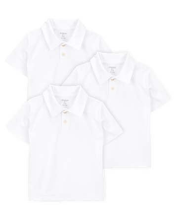 Toddler 3-Pack Active Uniform Polo Shirts in Moisture Wicking BeCool™ Fabric - White, 