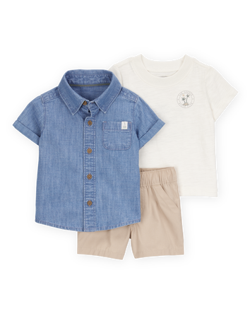 Baby Boy 3-Piece Tropical Short Set, 
