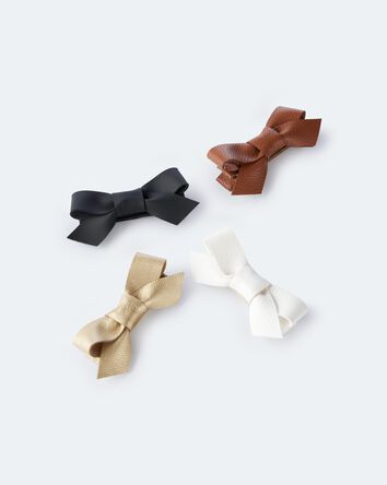 Toddler Girl 4-Pack Faux Leather Bow Clips, 