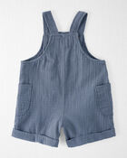 Baby Organic Cotton Gauze Shortalls in Blue, image 2 of 5 slides