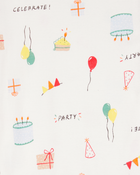 Kid 2-Piece Birthday 100% Snug Fit Cotton Pajamas - Ivory, image 2 of 3 slides