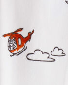Baby Boy Helicopter Print Snug Fit Long-Sleeve 2-Way Zip 1-Piece Pajamas - White, image 3 of 4 slides