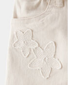 Toddler Embroidered Stretch Denim Wide Leg Jeans - Cream, image 3 of 5 slides