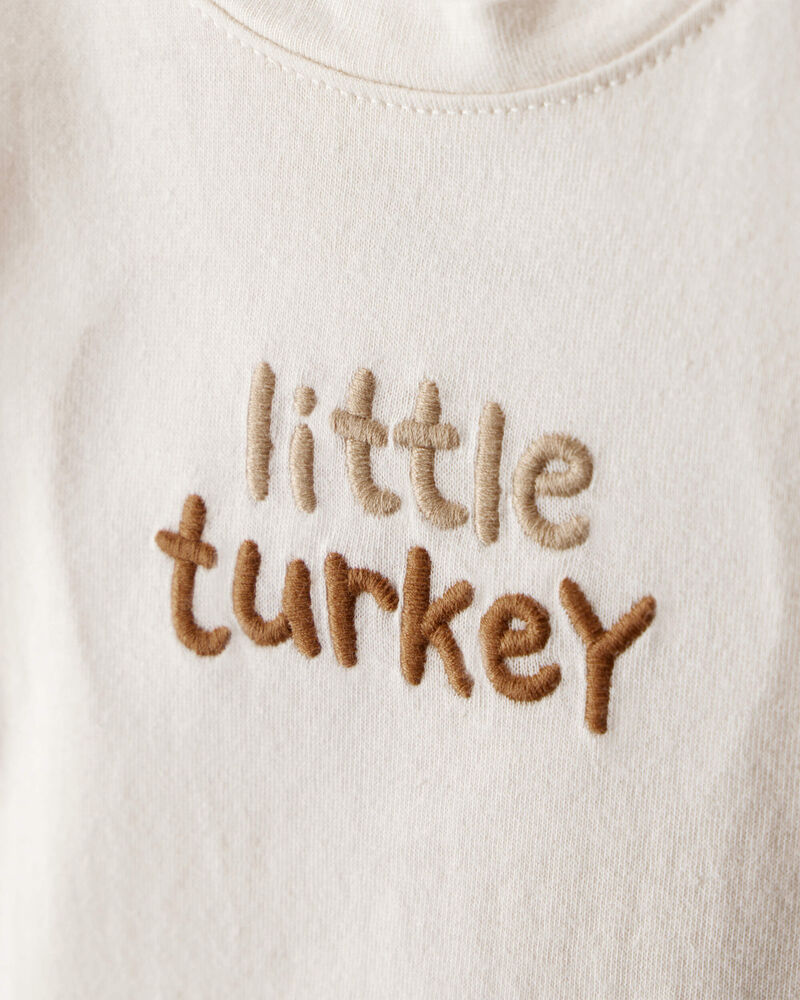Baby Little Turkey Cotton Long-Sleeve Graphic Bodysuit - White, image 2 of 4 slides