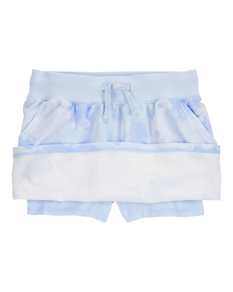 Kid Drawstring Cloud Dye French Terry Skort - Blue, image 2 of 4 slides
