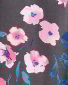 Girls Floral Cotton Pull-On Stretch Leggings - Black, image 3 of 4 slides