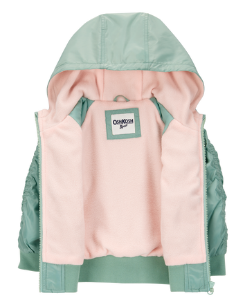 Toddler Girl Fleece-Lined Midweight Bomber Jacket - Green, 