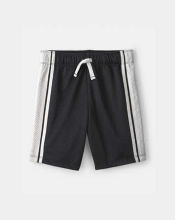 Boys Striped Mesh Active Shorts - Black, 
