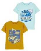 Toddler 2-Pack Racecar & Construction Graphic Tees, image 1 of 5 slides