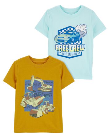 Toddler 2-Pack Racecar & Construction Graphic Tees, 