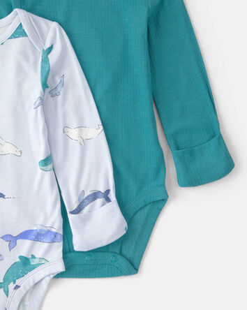 Baby 2-Pack Whale PurelySoft Long-Sleeve Multipack Bodysuits - Blue, 