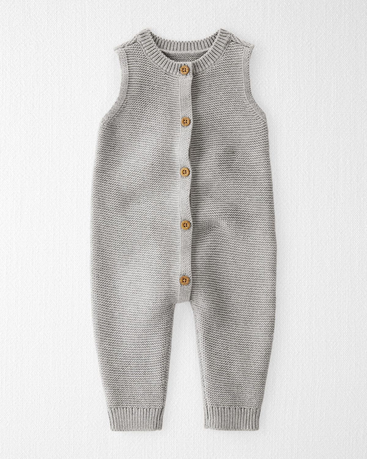 Baby Organic Cotton Sweater Knit Button-Front Jumpsuit