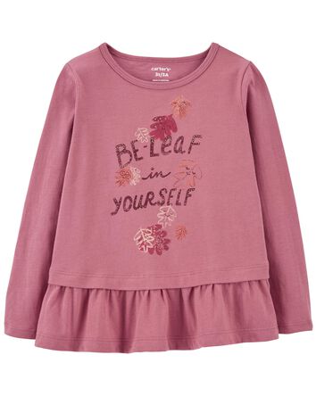 Toddler Be-Leaf In Yourself Peplum Graphic Tee, 