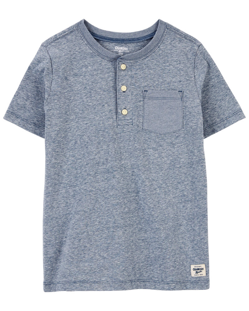 Kid Heathered Pocket Henley, image 1 of 3 slides