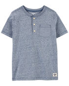 Kid Heathered Pocket Henley, image 1 of 3 slides