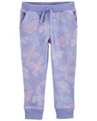 Butterfly Print Pull-On Fleece Pants, image 1 of 2 slides