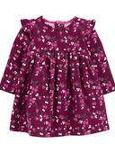 Purple - Baby Floral Fleece Dress